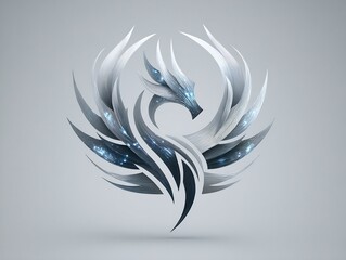 Poster - Mystical Phoenix Illustration with Sparkling Embellishments on Soft Gray