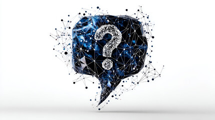 Poster - Question mark with Speech bubble icon from lines, triangles and particle style design. Illustration vector