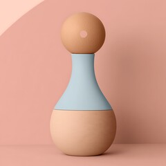 Poster - Modern Abstract Vase Sculpture in Pastel Colors Against Plain Pink Background