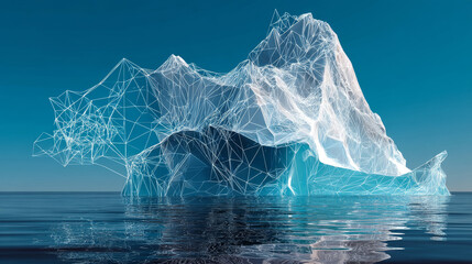 Poster - iceberg. low polygonal, wireframe, and mesh illustration