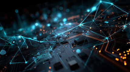 Poster - Abstract Lines Circuit board digital hi tech  technology concept background
