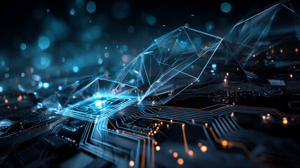 Poster - Abstract Lines Circuit board digital hi tech  technology concept background