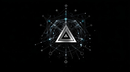 Poster - Smart home icon from lines, triangles and particle style design. Vector illustration