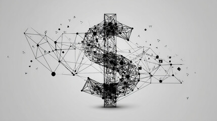 Poster - Money convert icon form lines, triangles and particle style design. Illustration vector
