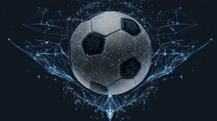 Poster - Football from lines, triangles and particle style design. Illustration vector