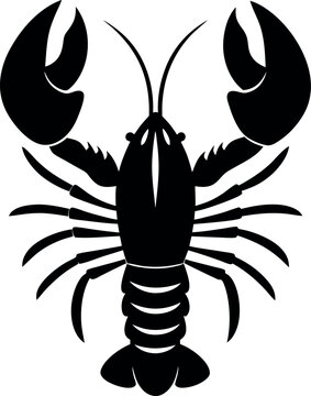 Flat lobster icon in black silhouette — elegant and minimalist vector art.