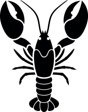 Lobster icon in black silhouette. Minimal vector style, clean and modern.
