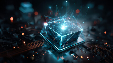 Poster - Technology abstract system background. Chipset concept vector design