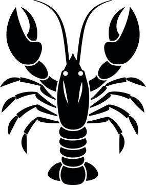 Simple vector of a lobster in black silhouette style — minimalist and elegant.