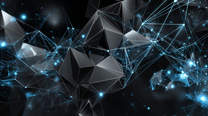 Fototapete - Abstract futuristic polygons and lines technology concept background