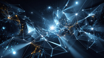 Fototapete - Abstract geometric perspective technology futuristic digital innovation background. Vector illustration