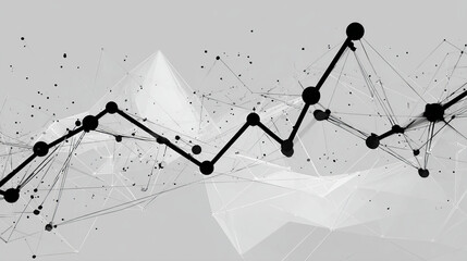Poster - Growing graph icon from lines, triangles and particle style design. Illustration vector