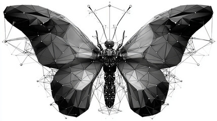 Poster - Butterfly. Low polygonal, wireframe, and mesh illustration