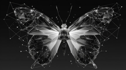 Poster - Butterfly. Low polygonal, wireframe, and mesh illustration