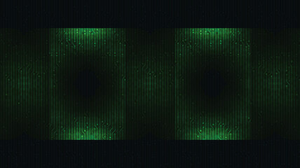 Fototapete - Green Light on Dark Technology Background,Interface and Motion concept design,vector.