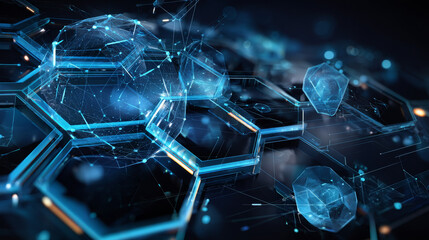 Poster - Abstract Technology, Futuristic Digital Hi Tech Concept.  Abstract Hexagonal Molecule Background. Scientific and Technological Concept. Vector Illustration