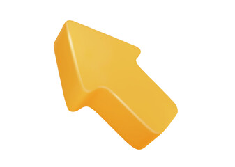 Fototapete - Yellow arrow 3d vector up icon isolated. Direction and arrows concept. Cartoon minimal style. Click cursor icon.