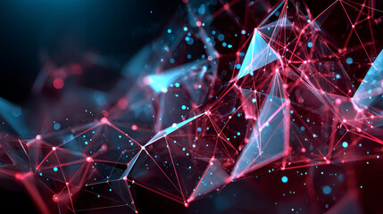 Poster - Hand touch global from lines, triangles and particle style design. Illustration vector