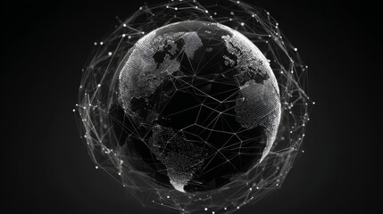 Poster - Globe connections network form lines, triangles and particle style design. Illustration vector