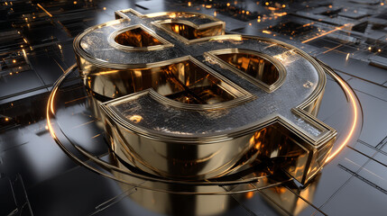 Poster - Dollar symbol usd money currency isolated on 3d banking background with wealth gold cash coin business finance icon concept. Economy investment financial bank exchange transfer market price value.