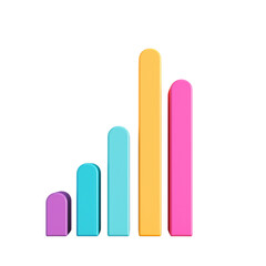 Poster - Colorful 3d bar graph on a light background on transparent background