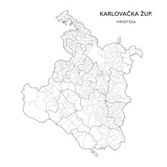  Vector Map of Karlovac County (Karlovačka Županija) with Settlements (Naselja), and Cities, Towns (Gradovi), and Municipalities (Općine) - Croatia 2025