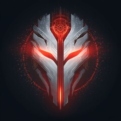Poster - Futuristic mask with glowing accents evoking digital power and advanced tech