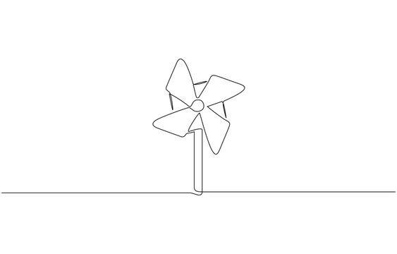Vector illustration of A colorful paper windmill spinning in the wind, Pinwheel, Pinwheel isolated on white background for kids coloring book.