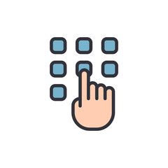 Poster - Illustration Of A Hand Touching A Digital Blue Touchpad Interface