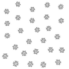 Poster - Coronavirus virion model wireframe set made of black lines isolated on white background. 3D