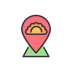 Poster - Stylized Food Location Marker Symbol For Culinary Destination Mapping