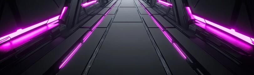 Poster - Futuristic digital circuit board with glowing pink accents. showcasing a central empty space. ideal for technology-related designs and backgrounds