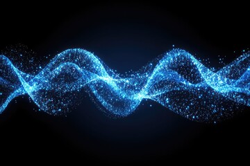 Poster - A dynamic digital landscape showcasing vibrant blue light trails converging towards a central point. symbolizing speed and technology in a futuristic environment