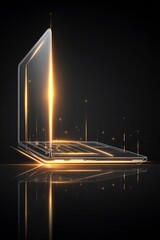 Poster - Ethereal laptop concept with glowing lines showcases modern digital interface