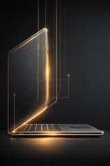Poster - Sleek laptop design with illuminated edges displaying modern tech elegance