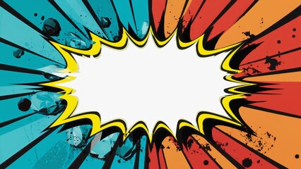 Poster - Dynamic comic book explosion graphic design with vibrant colors perfect for creative projects and storytelling