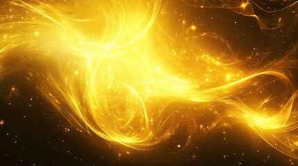 Poster - A mesmerizing abstract representation of swirling golden light against a dark cosmic backdrop. evoking a sense of wonder and beauty. ideal for digital art or backgrounds