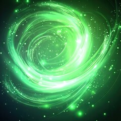 Poster - Ethereal green abstract background featuring flowing translucent waves and sparkling light particles. creating a serene atmosphere suitable for digital design and artistic projects