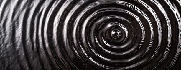 Poster - Abstract close-up of concentric ripples on a dark surface. creating a mesmerizing pattern that evokes calmness. ideal for backgrounds or artistic projects