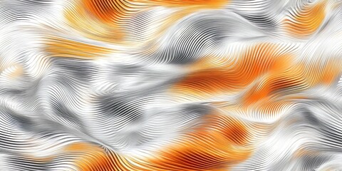 Poster - Abstract waves of silver and orange flow seamlessly in a captivating design