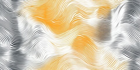 Poster - Abstract composition of flowing lines in shades of yellow, gray, and white creating a dynamic visual experience