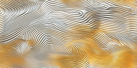 Poster - Abstract wave patterns in gold and silver tones create a dynamic visual experience in a fluid, modern design
