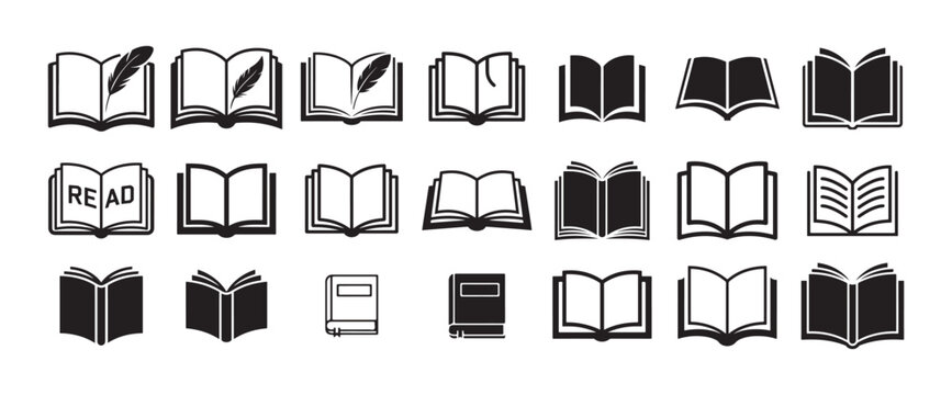 Set of book icon collection. Black book symbol set. Book icon vector. Illustration eps 10