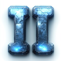 Poster - Futuristic Number II:  Cyberpunk Style Digital Roman Numeral