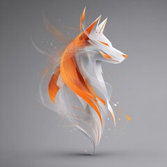 Poster - Digital fox head artwork with swirling lines and geometric design elements