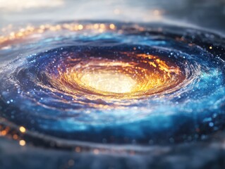 Fototapete - Exploring cosmic phenomena a stunning black hole visualization outer space digital art galactic environment wide-angle view
