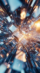 Fototapete - Dynamic light reflections abstract space digital art futuristic environment macro view artistic concept