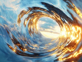 Poster - Dynamic ocean wave swirl coastal region abstract art sunset atmosphere aerial view nature's beauty