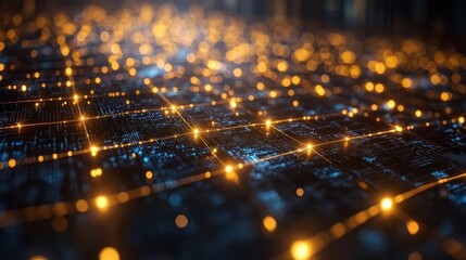 Leinwandbilder - Illuminated Network: A Digital Landscape of Interconnection