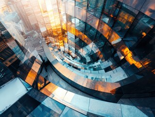 Poster - Dynamic urban reflection cityscape abstract photography modern environment aerial view visual innovation